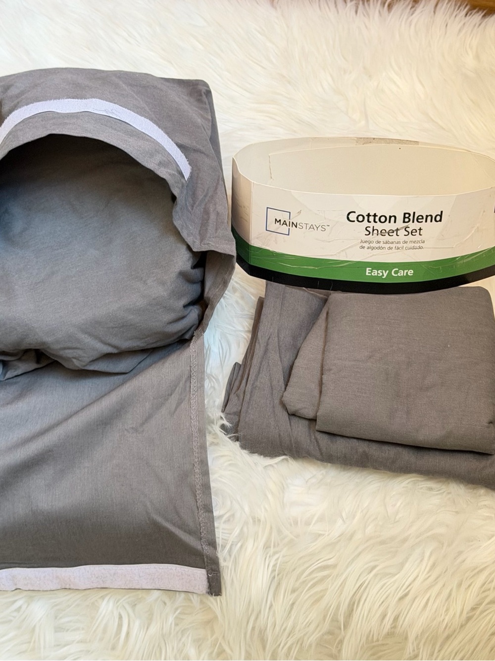 Mainstays Gray Cotton Blend Sheet Set - Solid Gray